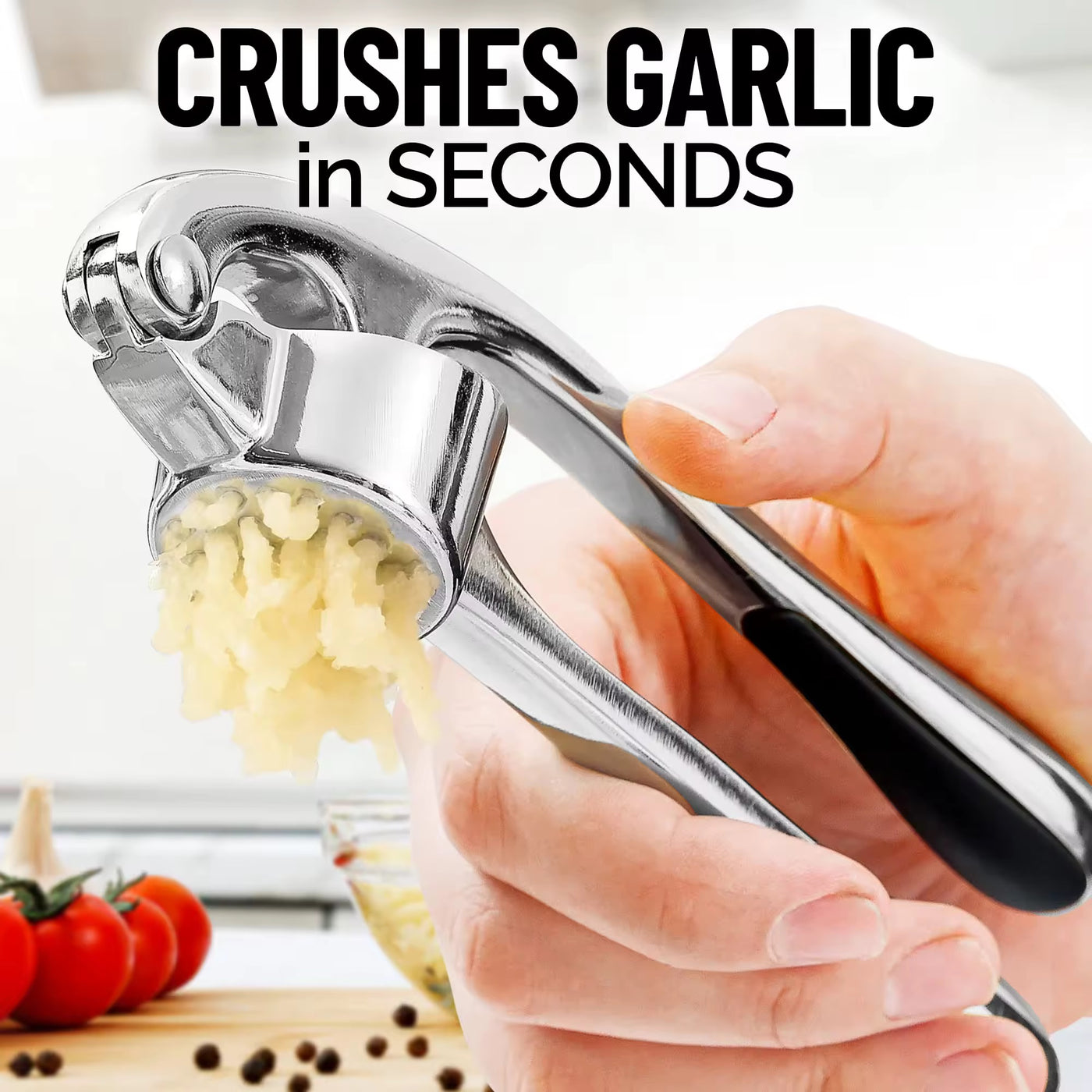 Stainless steel garlic press for kitchen