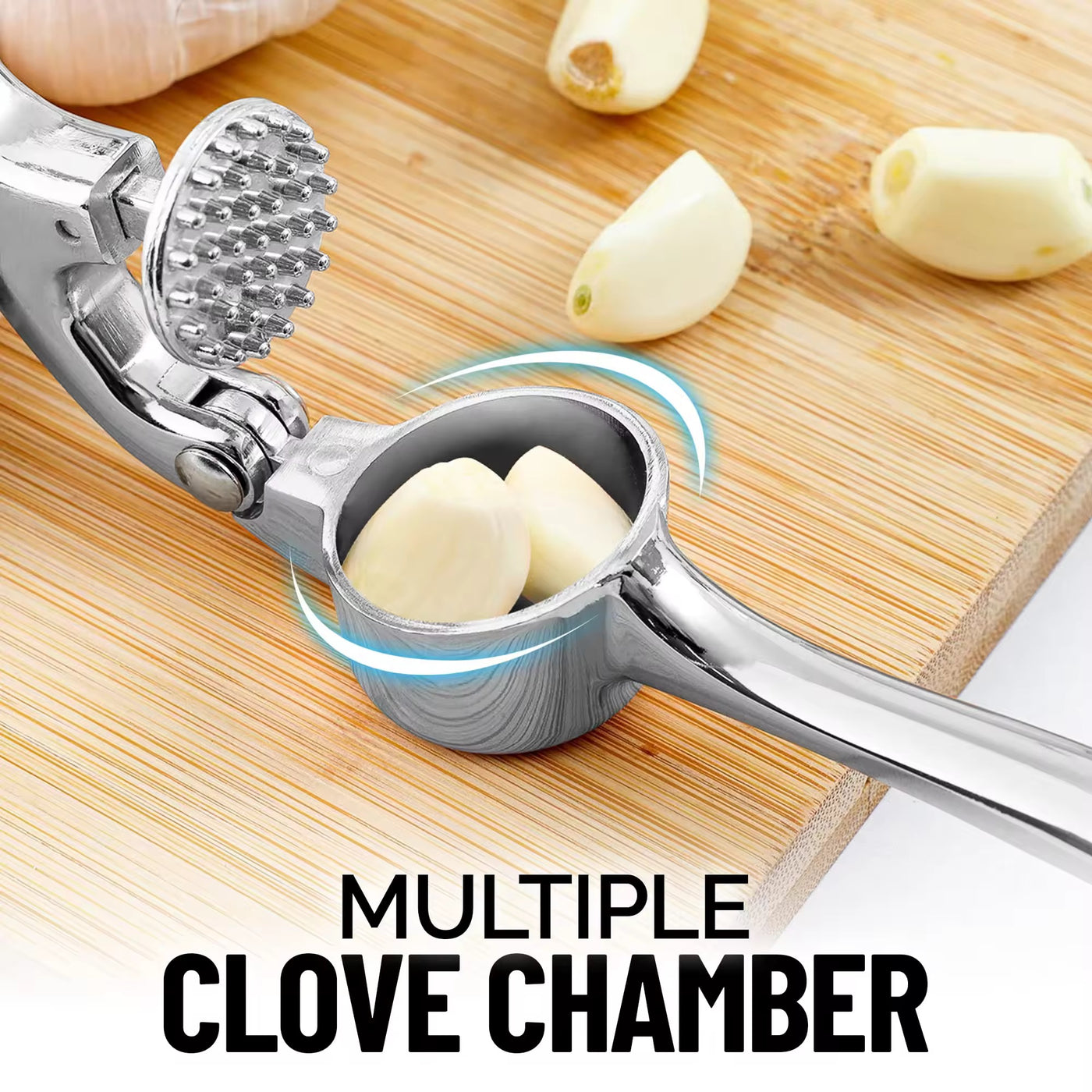 Stainless steel garlic press for kitchen